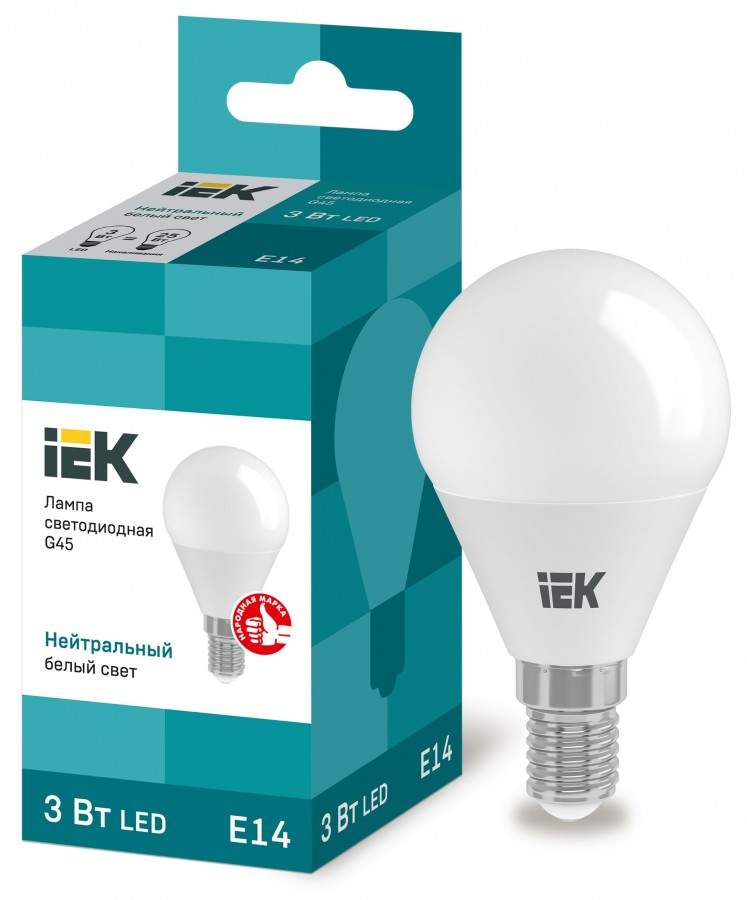 Лампа светодиодная IEK E14 3W 4000K 