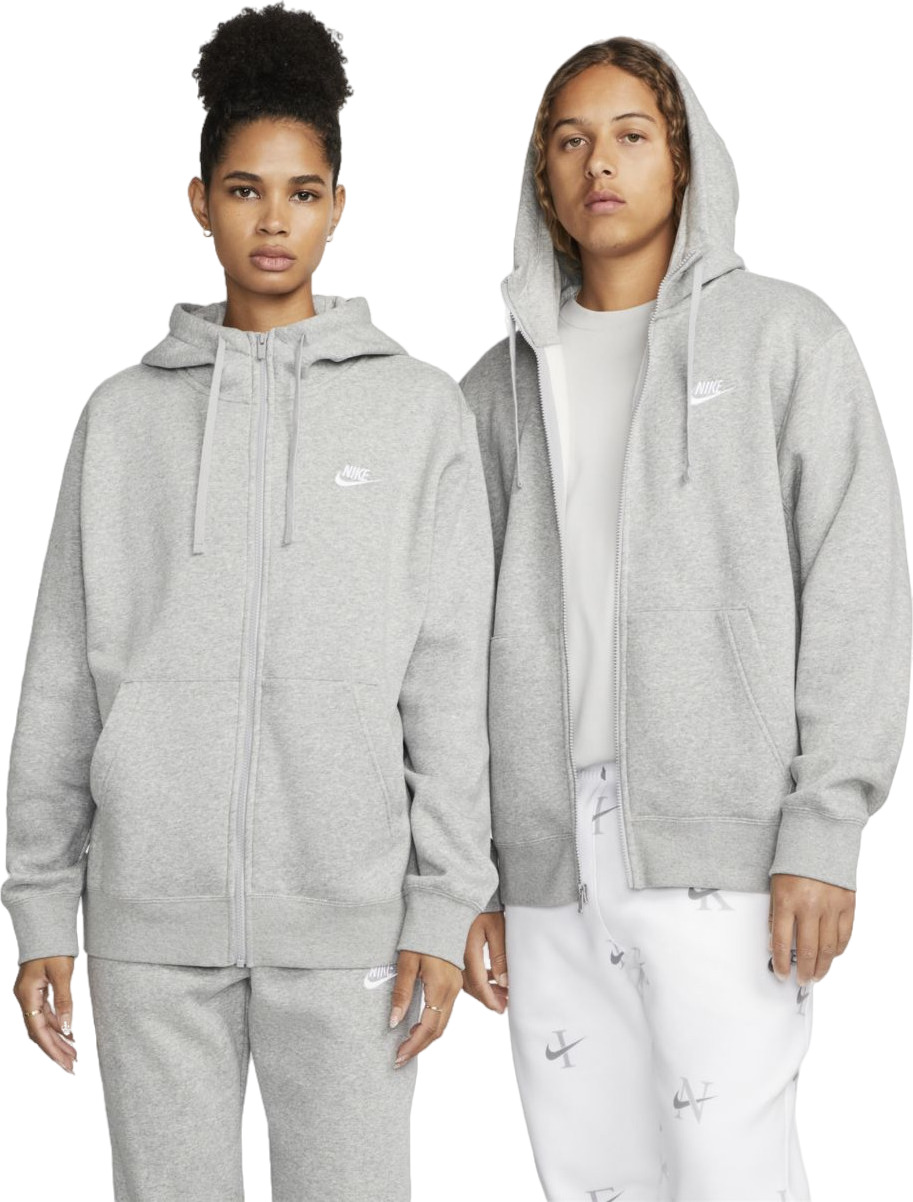 

Худи Nike для мужчин, серое-063, размер 3XL, BV2645, 1 шт., Белый, Sportswear Club Fleece Full-Zip