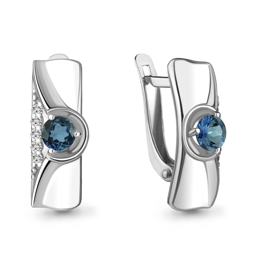 

Серьги из серебра с топазом\фианитом Aquamarine Aquamarine 4759108А_925_р, 4759108А_925_р