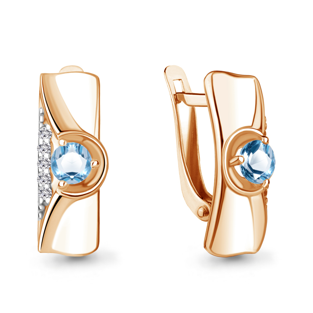 

Серьги из серебра с топазом\фианитом Aquamarine Aquamarine 4759105А_925_з, 4759105А_925_з