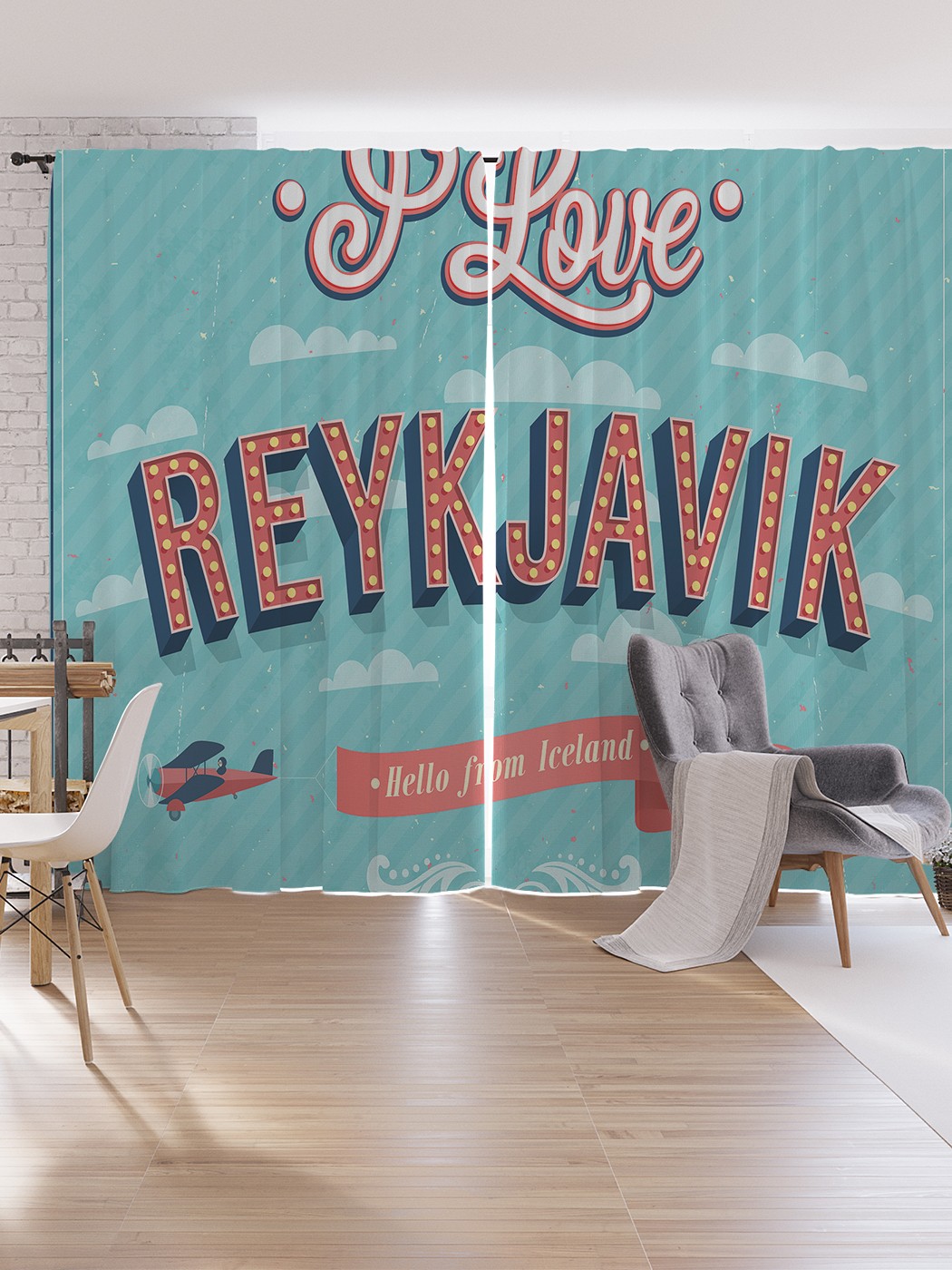

Шторы под лён JoyArty "Я люблю Рейкьявик", серия Oxford DeLux, 340х265 см, Я люблю Рейкьявик