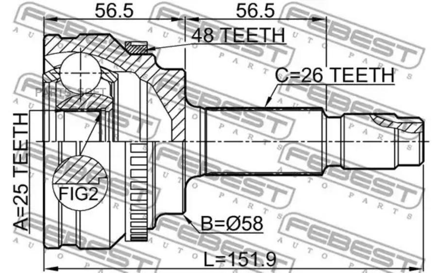 

Шрус Наружный 25x58x26 Febest арт. 0110ZRE144A48