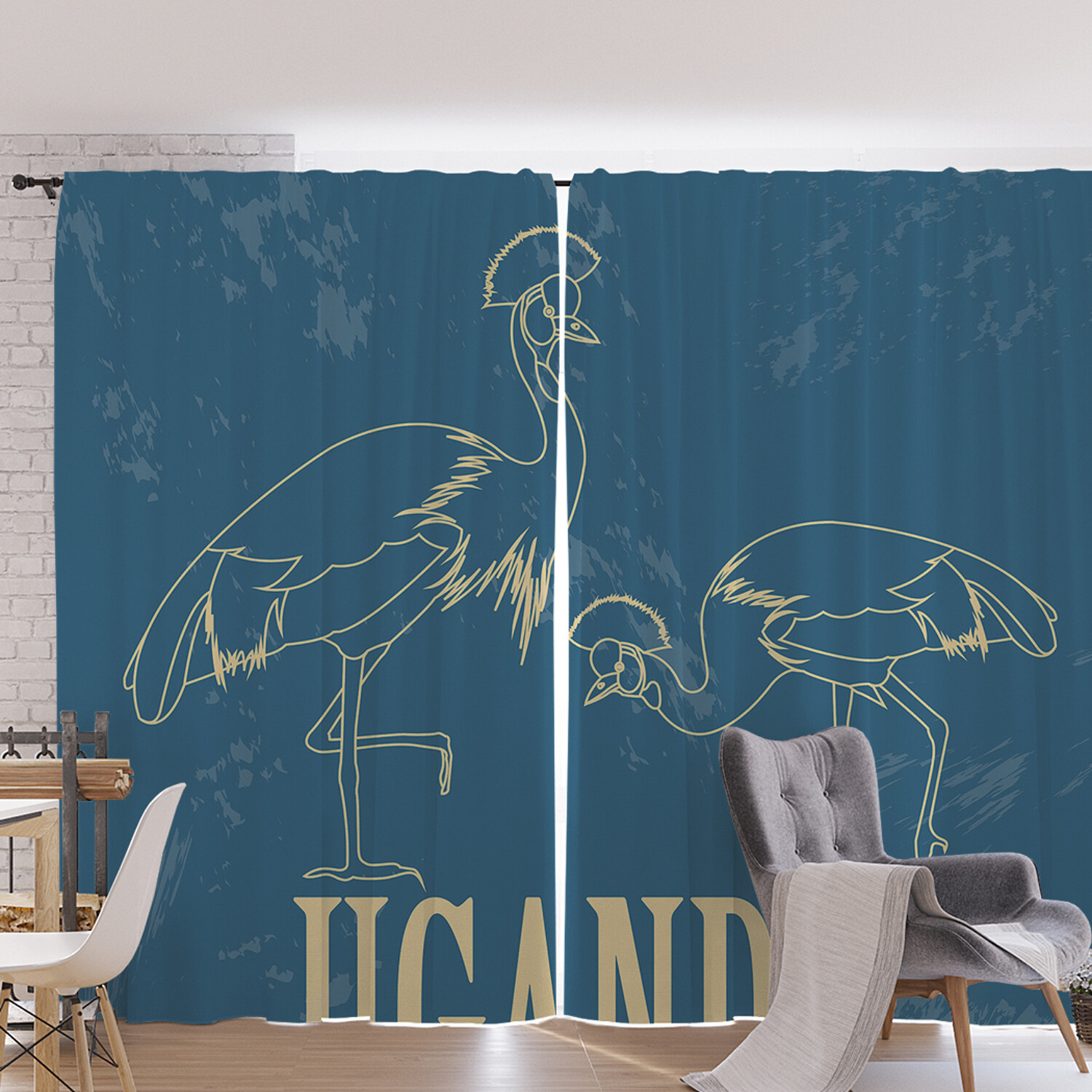 

Шторы под лён JoyArty "Национальный символ Уганды", серия Oxford DeLux, 340х265 см, Национальный символ Уганды