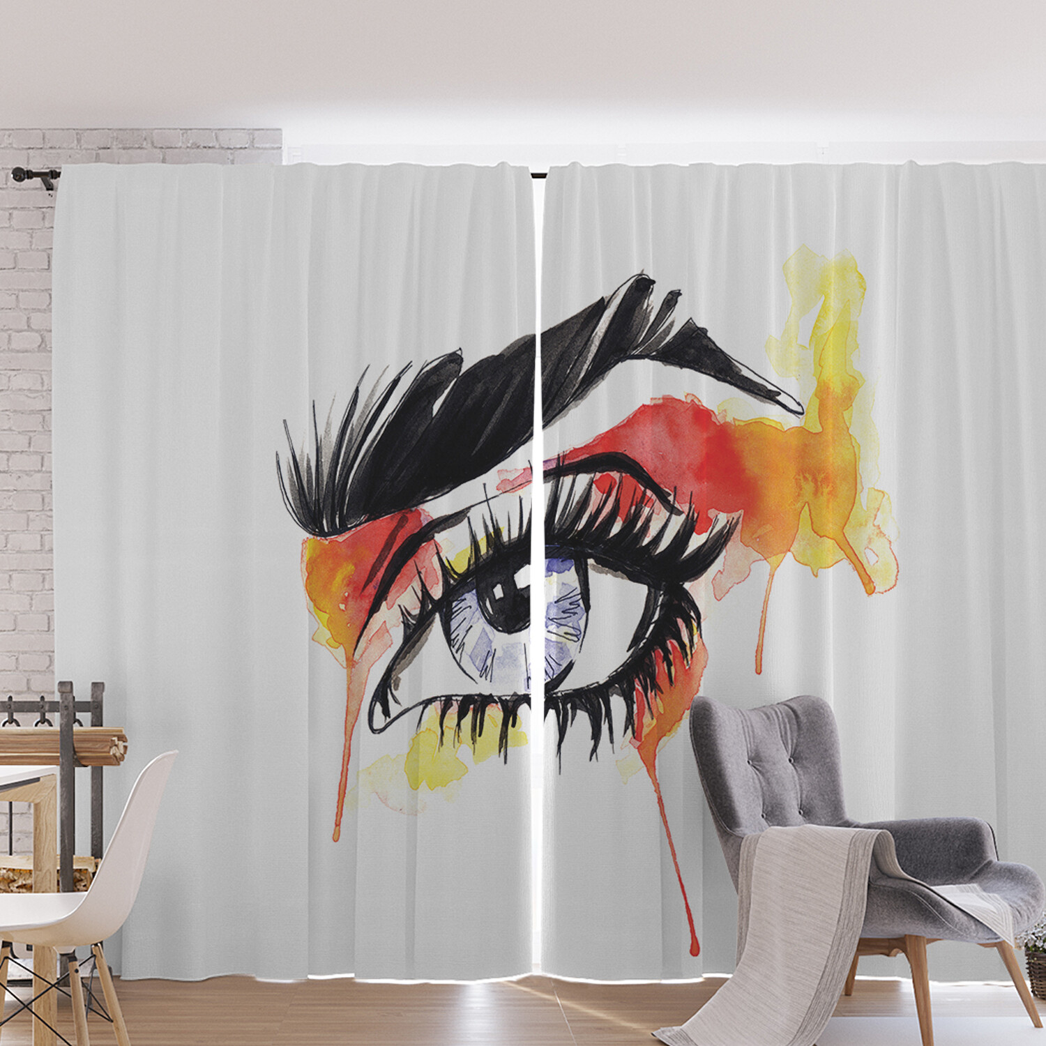 

Шторы под лён JoyArty "Глаз в акварели", серия Oxford DeLux, 340х265 см, Глаз в акварели