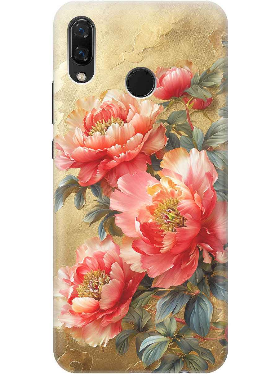 

Силиконовый чехол на Huawei Nova 3 с принтом "Винтажные пионы", Прозрачный;зеленый;золотистый;красный, 718981123
