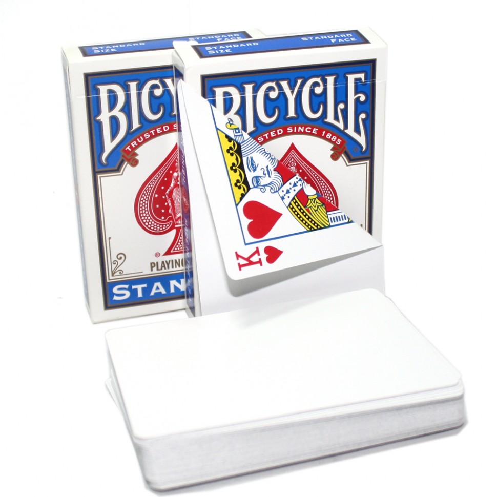 Игральные карты для фокусов Bicycle Standard Face Blank Back, синие