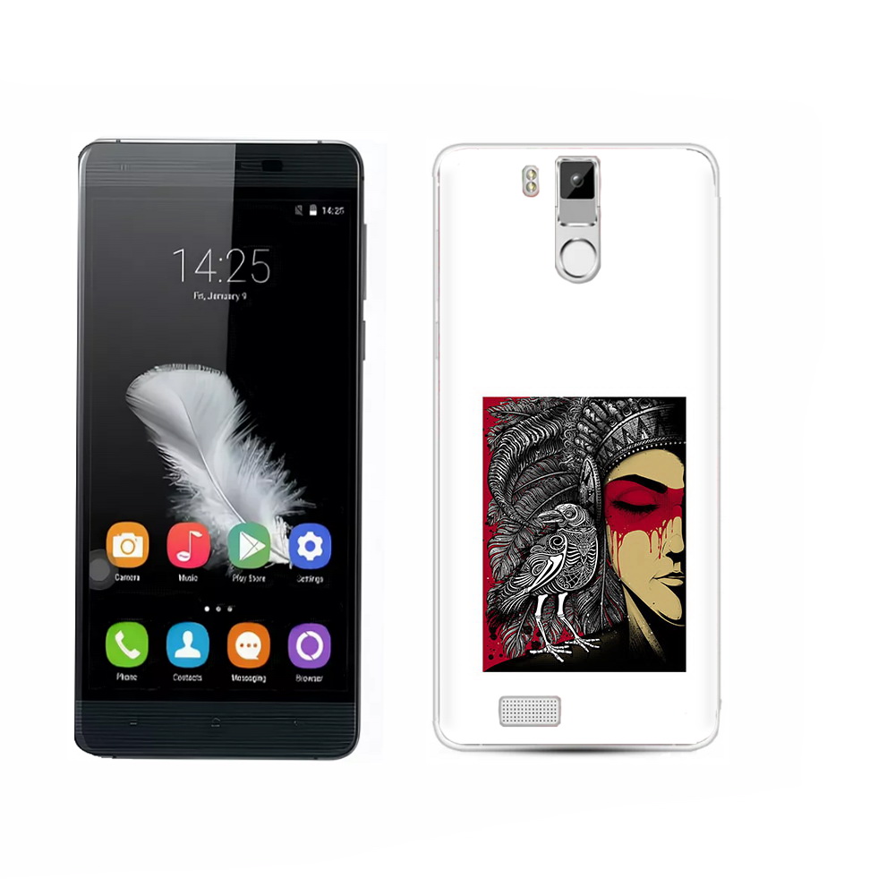 

Чехол MyPads Tocco для Oukitel K6000 Pro девушка с вороном в абстракции, Прозрачный, Tocco