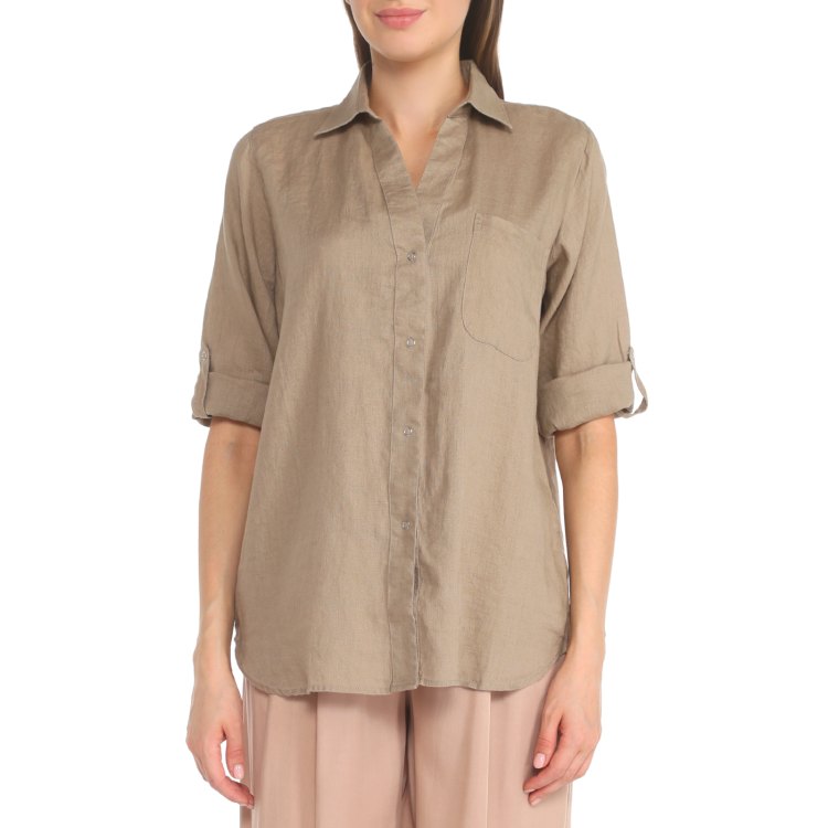 

Рубашка женская Maison David MLY2119 бежевая XS, Бежевый, MLY2119
