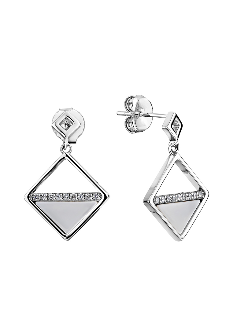

Серьги подвески из серебра с фианитом/перламутром Kari Jewelry СЛ-505Л, СЛ-505Л