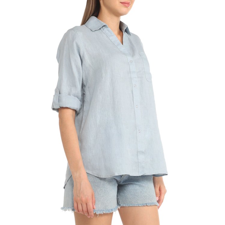 

Рубашка женская Maison David MLY2119 голубая XS, Голубой, MLY2119