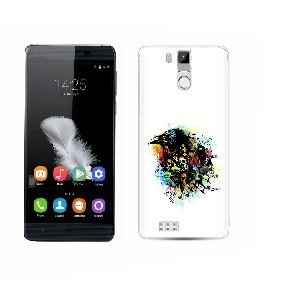 

Чехол MyPads Tocco для Oukitel K6000 Pro ворон и черепа, Прозрачный, Tocco