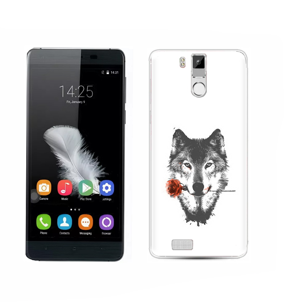 

Чехол MyPads Tocco для Oukitel K6000 Pro волк с розой, Прозрачный, Tocco