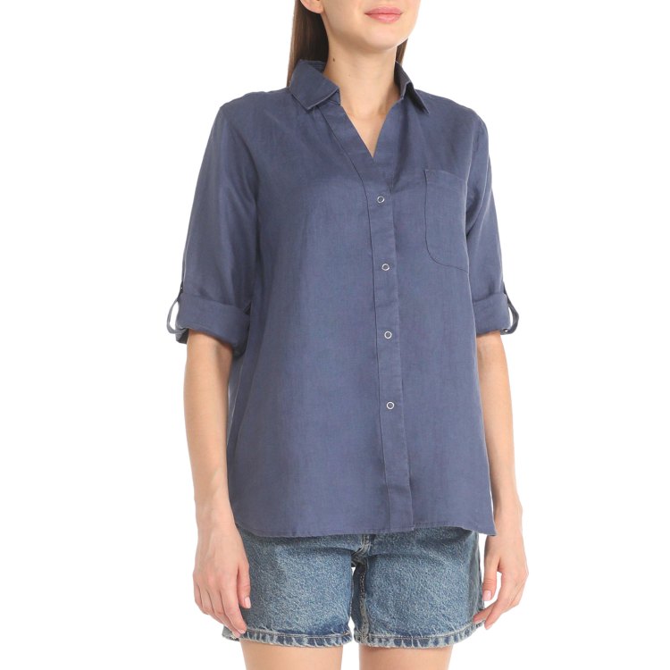 

Рубашка женская Maison David MLY2119 синяя XS, Синий, MLY2119