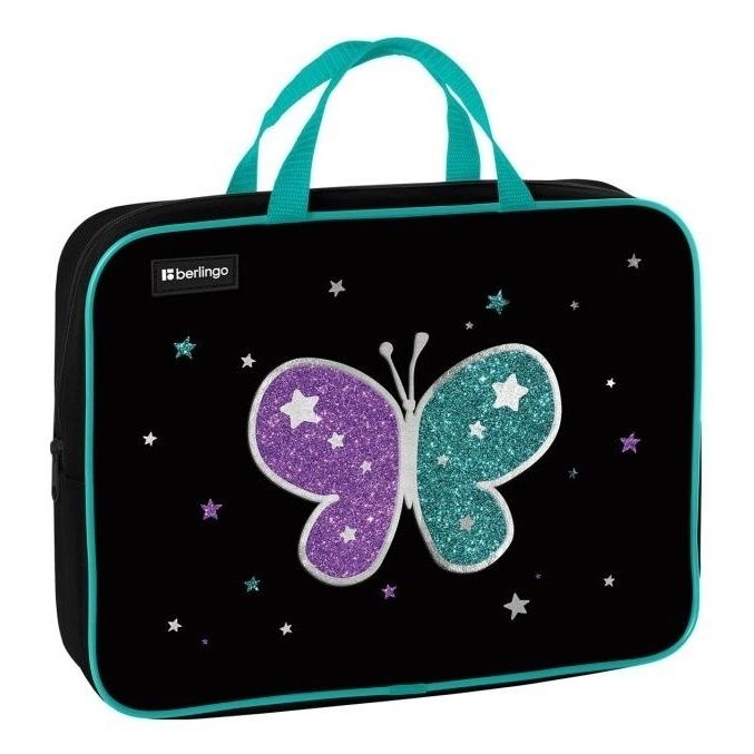 

Папка на молнии А4 Berlingo Shining butterfly черная, Черный