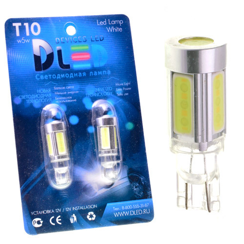 

Светодиодная автомобильная лампа T10 - W5W - 5 COB + стабилизатор (Комплект 2 лампы.), T10 - W5W - 5 COB + стабилизатор