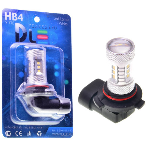 фото Светодиодная автомобильная лампа hb4 9006 - 12 smd2323 + 2 cree xb + линза 1 шт dled