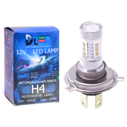 фото Светодиодная автомобильная лампа h4 - 12 smd2323 + 2 cree xb + линза (1 лампа в упаковке) dled