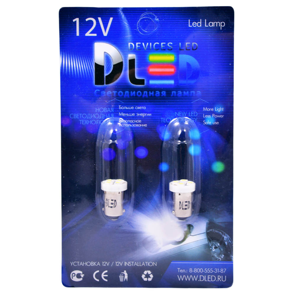 

Светодиодная автомобильная лампа T4W - 4 SMD 3528 (Комплект 2 лампы.), T4W - 4 SMD 3528