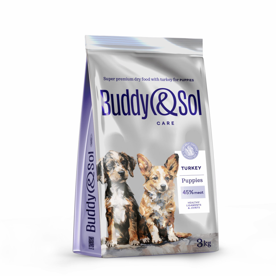 Сухой корм для щенков Buddy&Sol Care Puppy, с индейкой, 3 кг