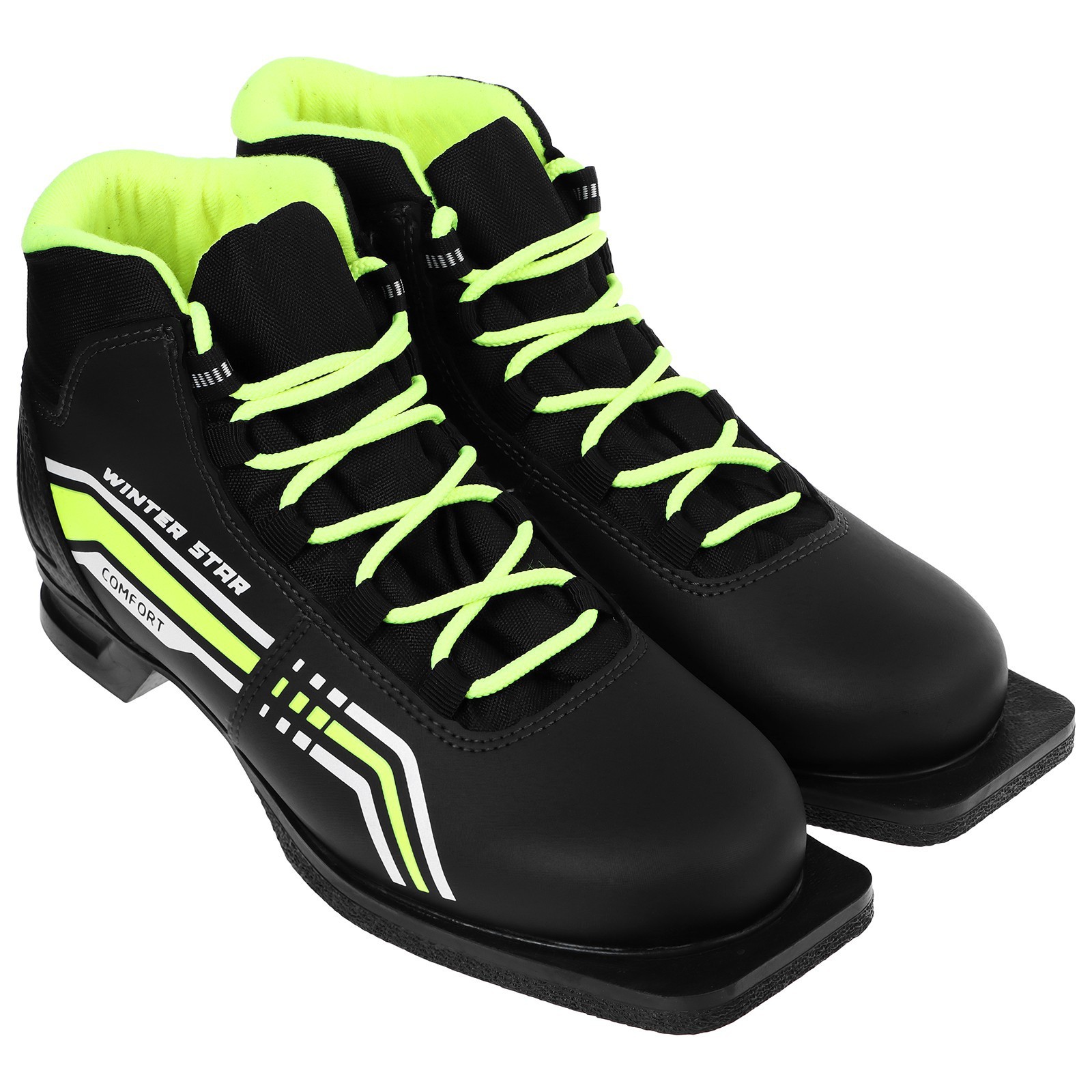 Ботинки лыжные Winter Star comfort, цвет чёрный, лого лайм неон, 75, размер 41