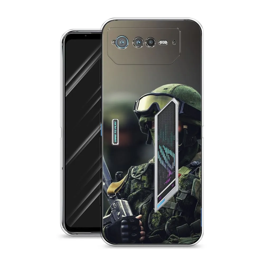 

Силиконовый чехол Awog "Солдат" для Asus ROG Phone 6, Разноцветный;прозрачный, 44650-5