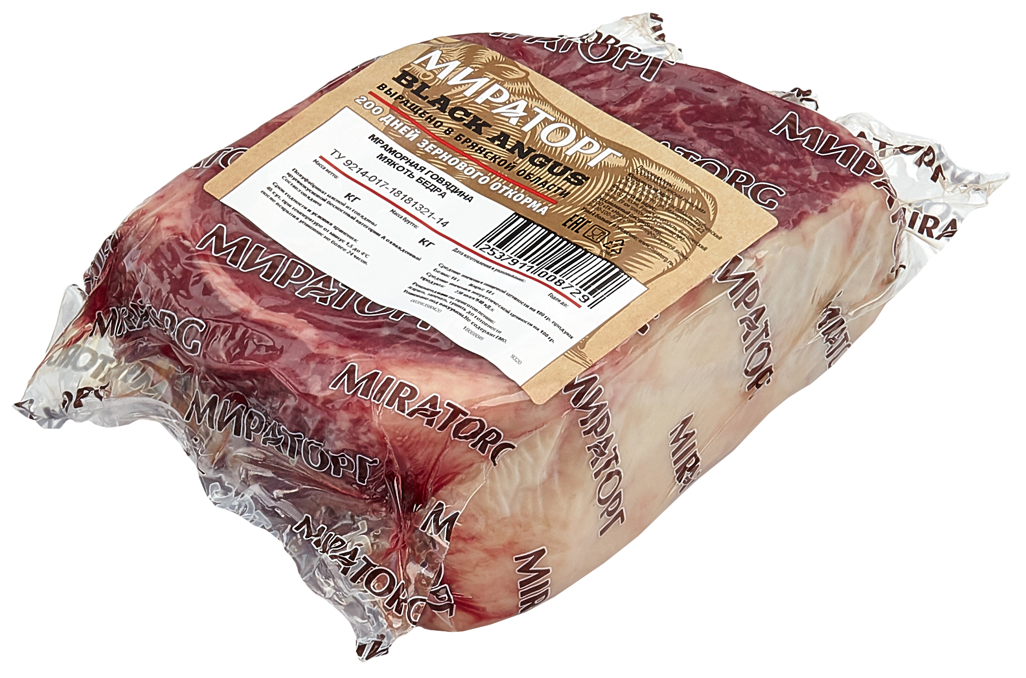 

Мякоть говяжьего бедра мраморная Мираторг Black Angus охлажденная