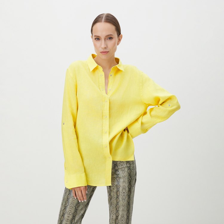 

Рубашка женская Maison David BLN923 желтая XS, Желтый, BLN923