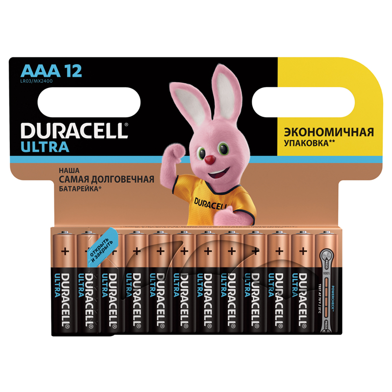 фото Батарейка duracell ultrapower aaa (lr03) алкалиновая, 12bl (арт. 271541)