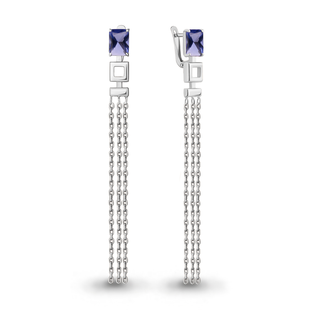 

Серьги из серебра с танзанитом искусственным Aquamarine Aquamarine 47587603_925_р, 47587603_925_р