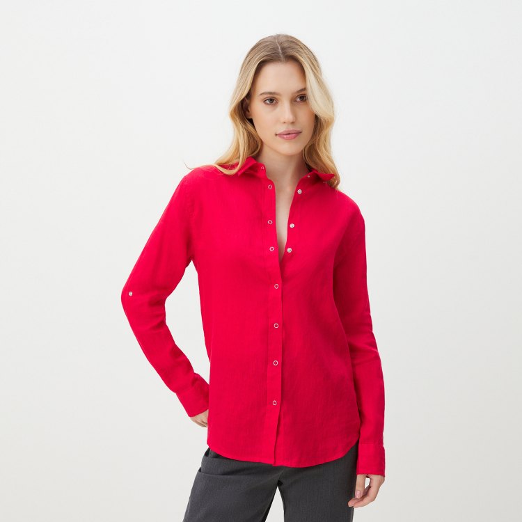 

Рубашка женская Maison David BLN923 красная L, Красный, BLN923