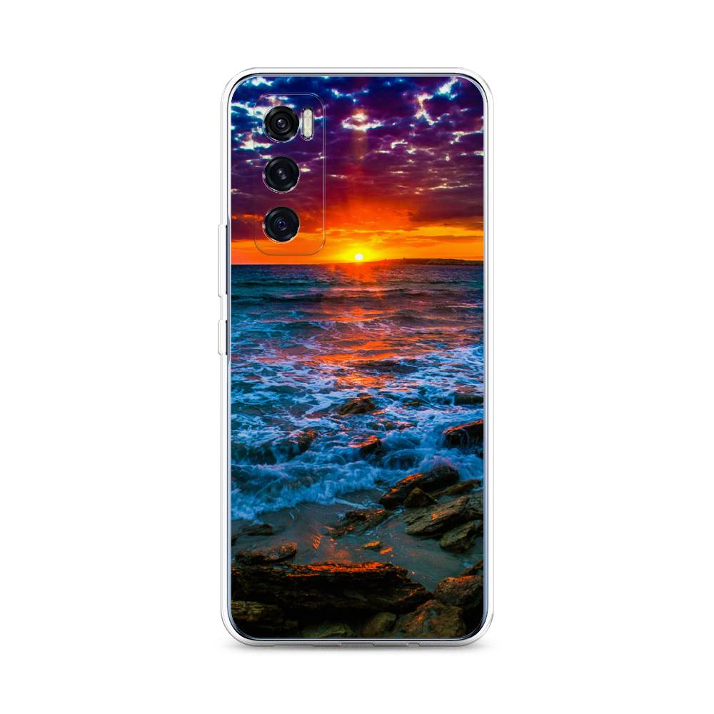 

Чехол на Vivo V20 SE "Закат 1", Оранжевый;синий, 263550-2