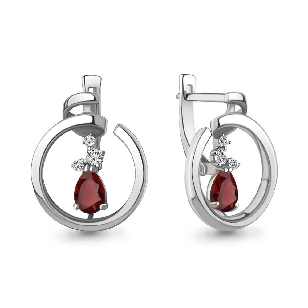 

Серьги из серебра с гранатом Aquamarine Aquamarine 4758503А_925_р, 4758503А_925_р