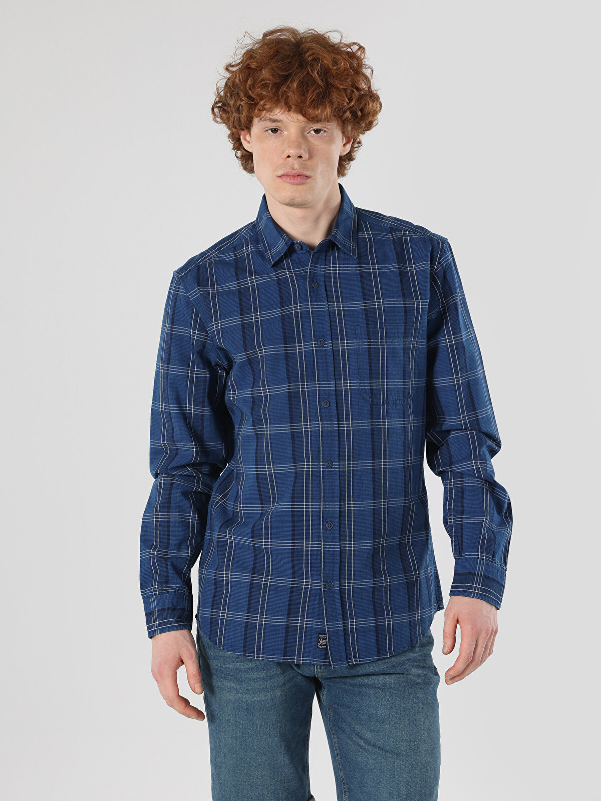 

Рубашка мужская Colin's CL1059754_Q1.V1 синяя XXL, Синий, CL1059754_Q1.V1
