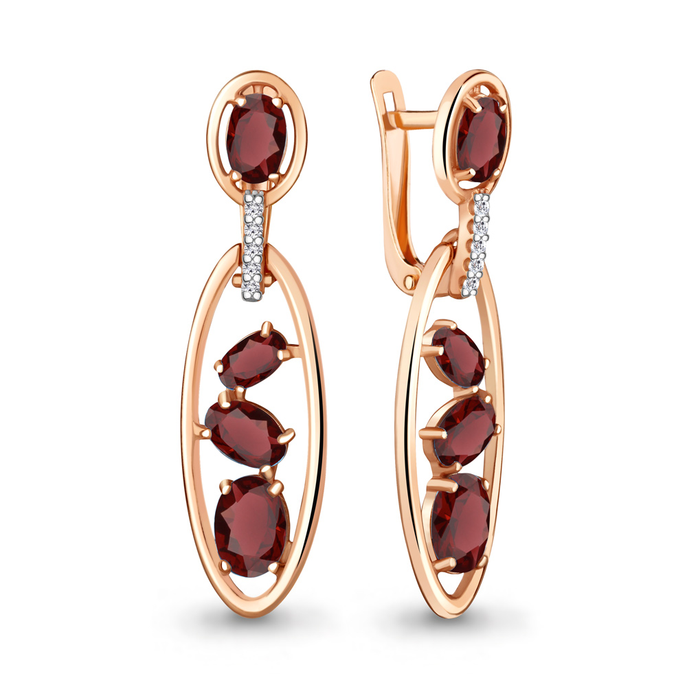 

Серьги из серебра с гранатом Aquamarine Aquamarine 4757903А_925_з, 4757903А_925_з