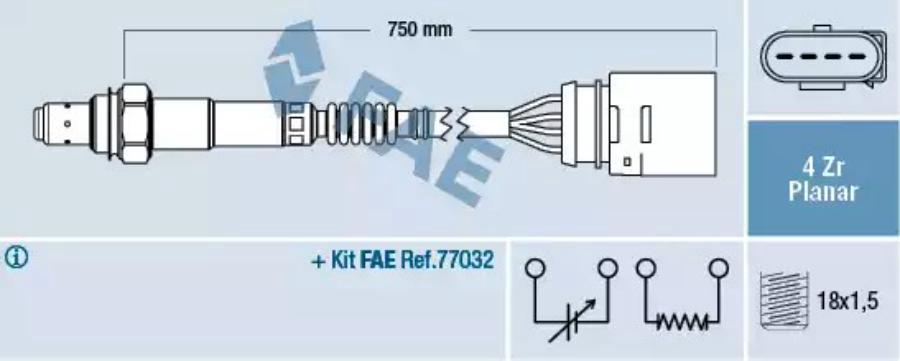 

Лямбда-зонд AUDI CADILLAC SEAT STANDARD AUTOMOBILE VW FAE 77906