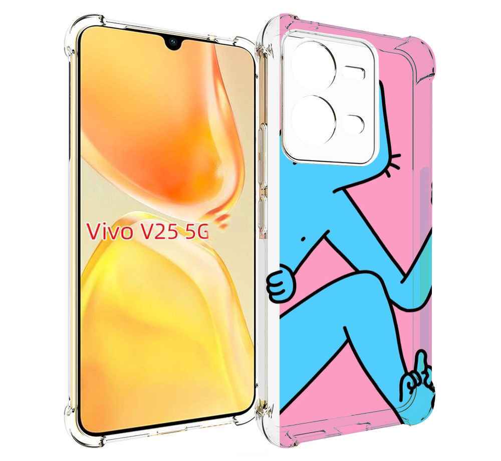 

Чехол MyPads голубой кот в дверце для Vivo V25 5G / V25e, Прозрачный, Tocco