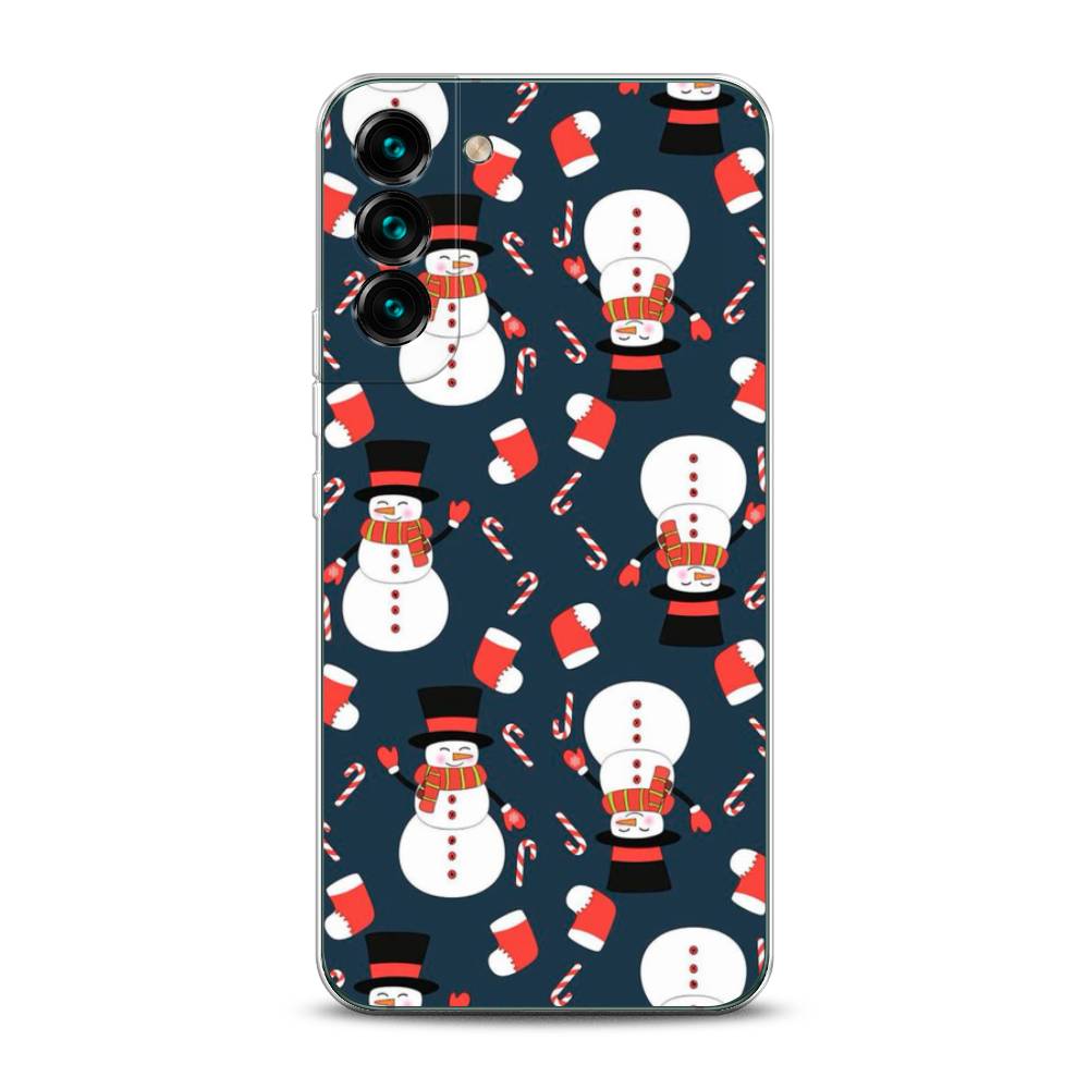 

Чехол на Samsung Galaxy S22 "Синие снеговики", Синий;белый;красный, 2103850-5