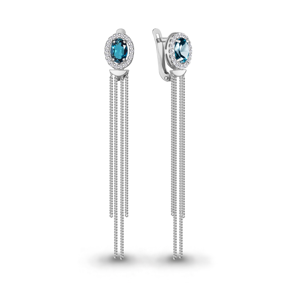 

Серьги из серебра с топазом\фианитом Aquamarine Aquamarine 4757508А_925_р, 4757508А_925_р