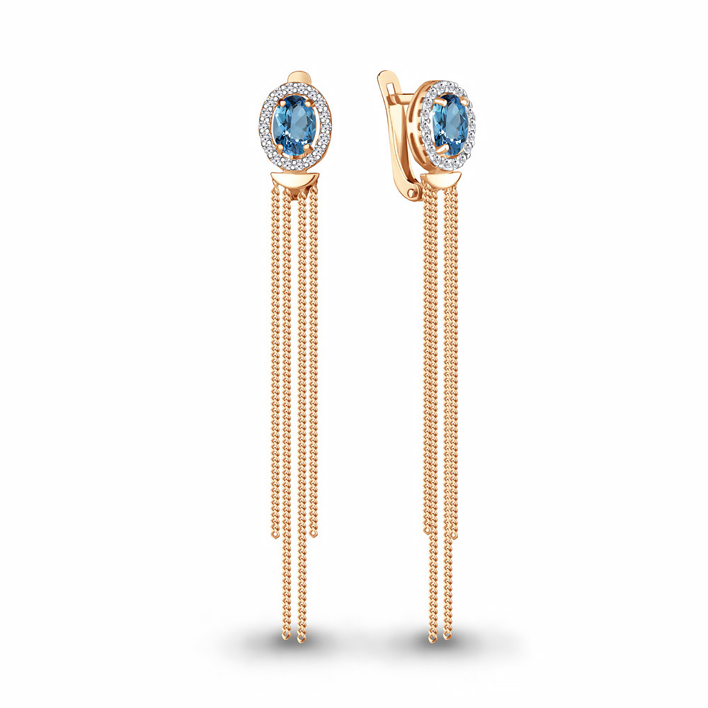 

Серьги из серебра с топазом\фианитом Aquamarine Aquamarine 4757505А_925_з, 4757505А_925_з