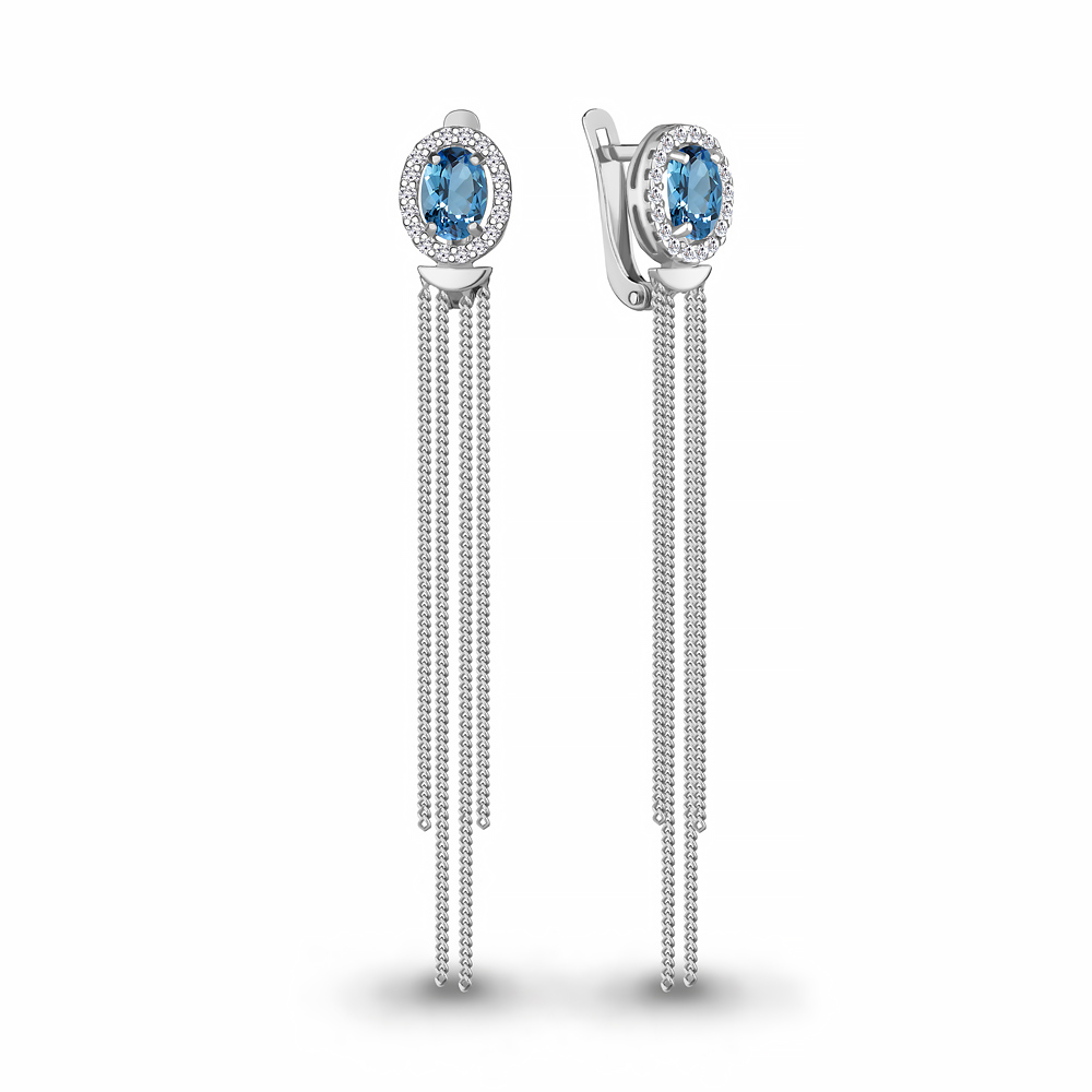 

Серьги из серебра с топазом\фианитом Aquamarine Aquamarine 4757505А_925_р, 4757505А_925_р