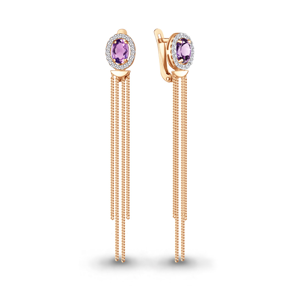 

Серьги из серебра с аметистом\фианитом Aquamarine Aquamarine 4757504А_925_з, 4757504А_925_з
