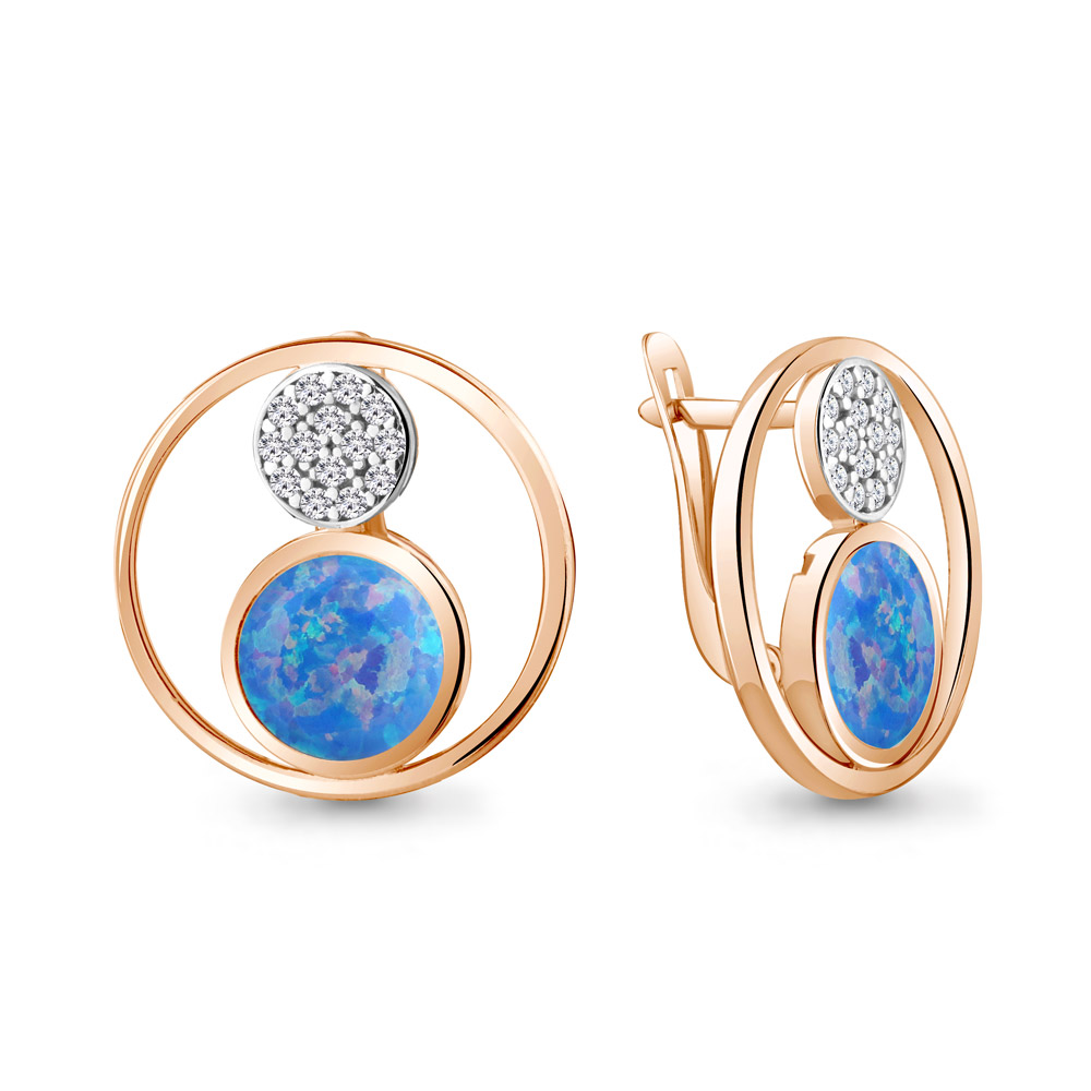

Серьги из серебра с опалом искусственным\фианитом Aquamarine Aquamarine 4756697А_925_з, 4756697А_925_з