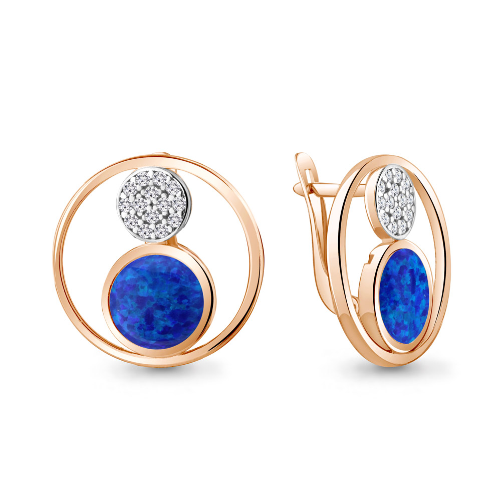 

Серьги из серебра с опалом искусственным\фианитом Aquamarine Aquamarine 4756695А_925_з, 4756695А_925_з