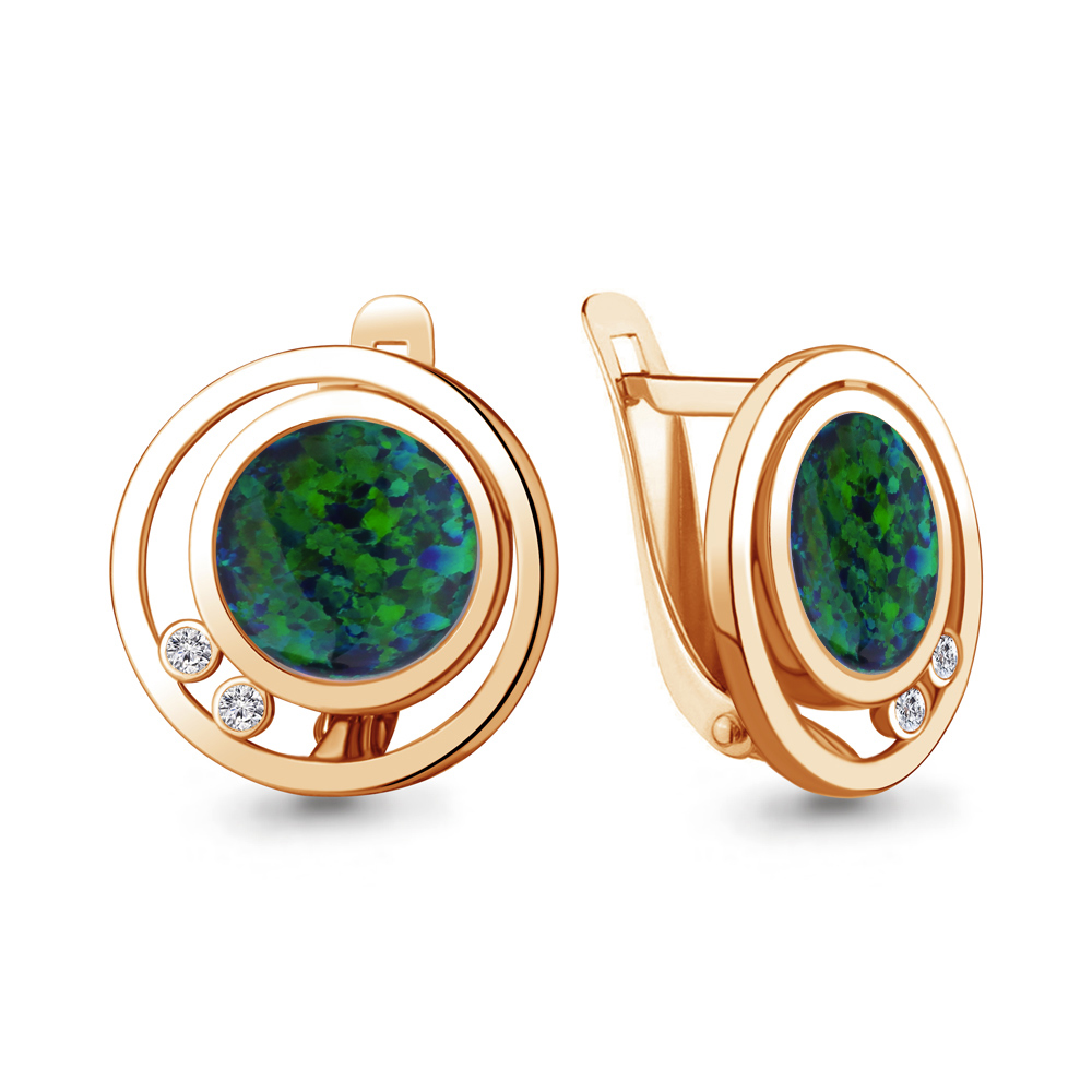 

Серьги из серебра с опалом искусственным\фианитом Aquamarine Aquamarine 4756296А_925_з, 4756296А_925_з
