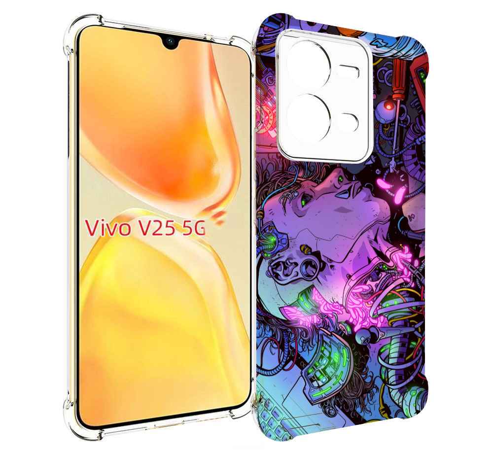 

Чехол MyPads голова робота мультик для Vivo V25 5G / V25e, Прозрачный, Tocco
