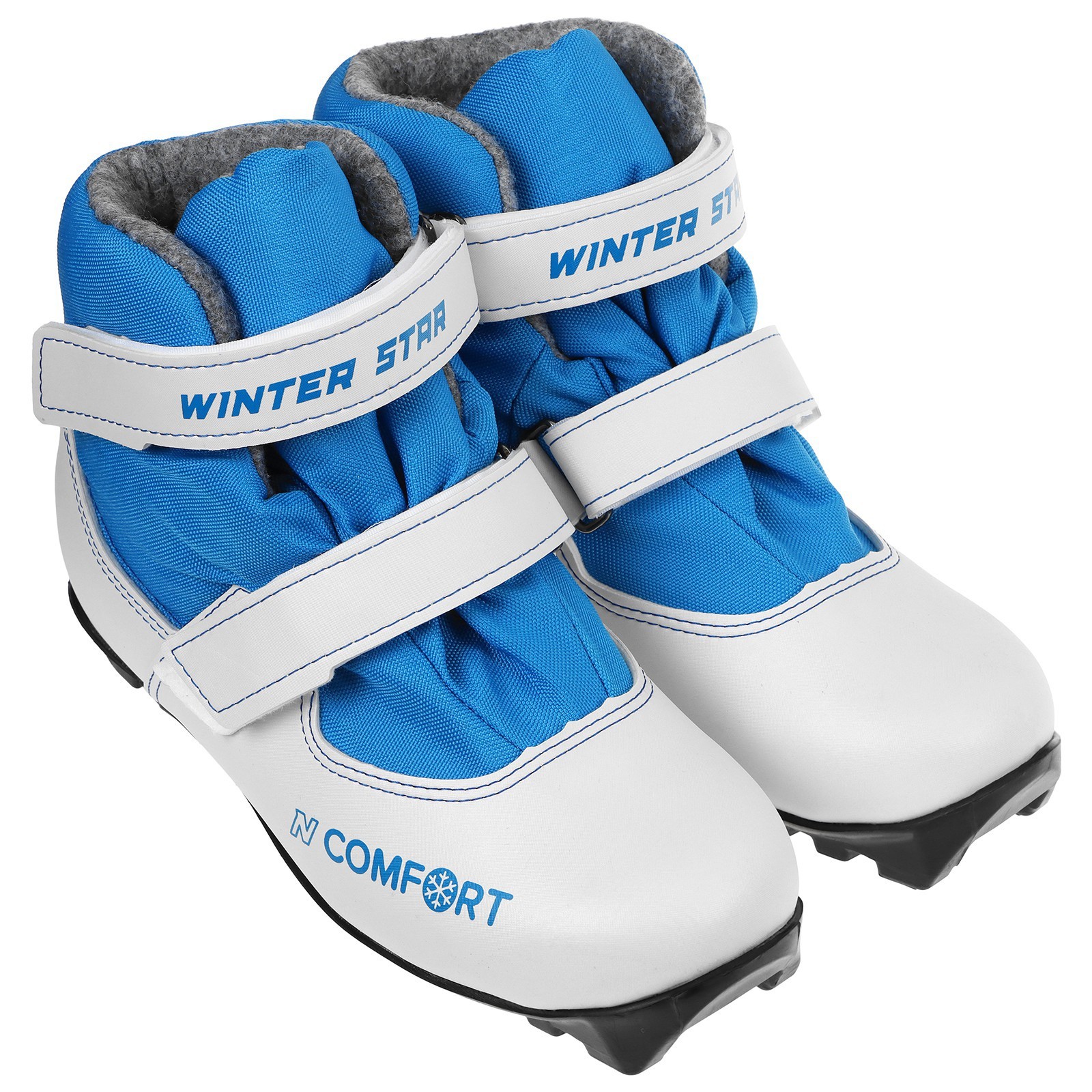 фото Ботинки лыжные детские winter star comfort kids, цвет белый, лого синий, n, размер 33