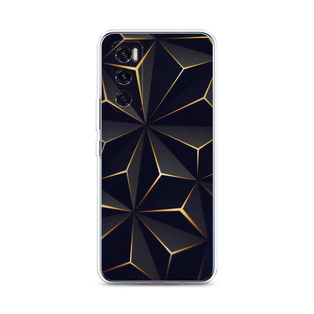 

Чехол для Vivo V20 SE "Черные полигоны", Золотистый;черный, 263550-3