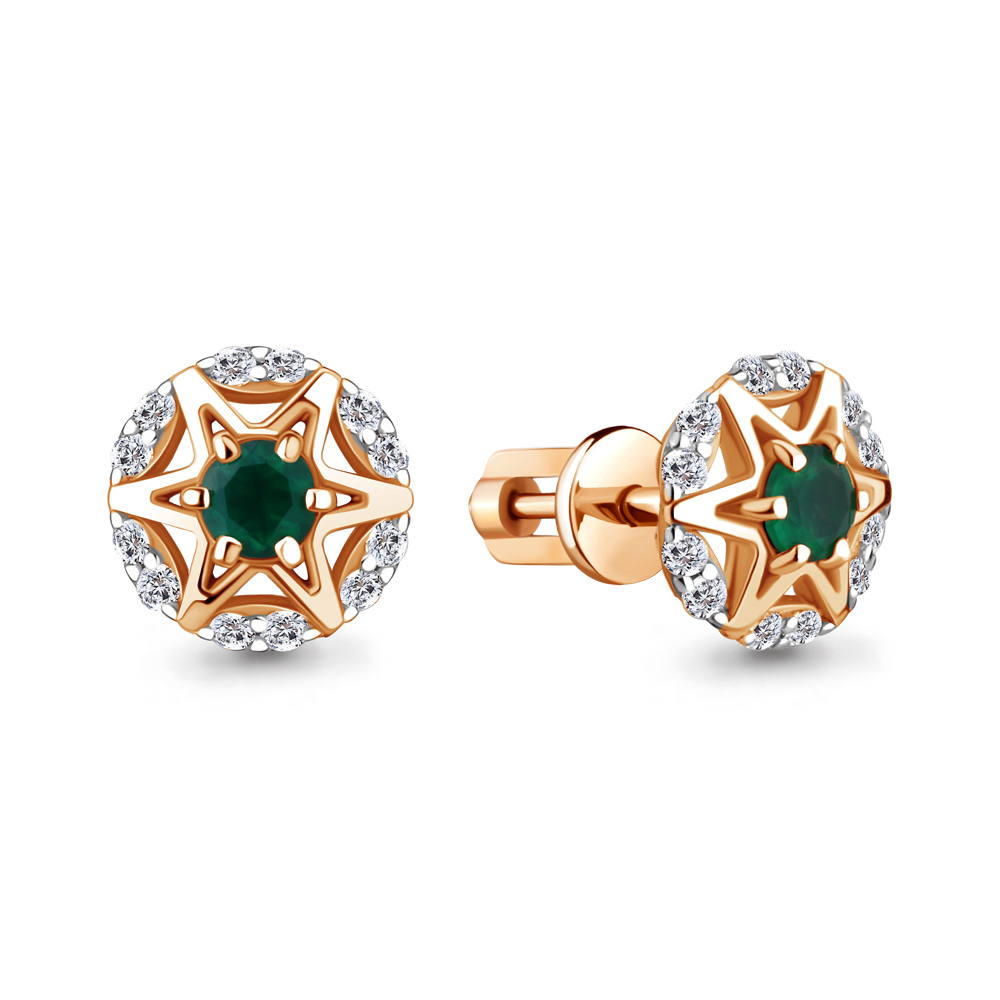 

Серьги из серебра с агатом\фианитом Aquamarine Aquamarine 4752709А_925_з, 4752709А_925_з