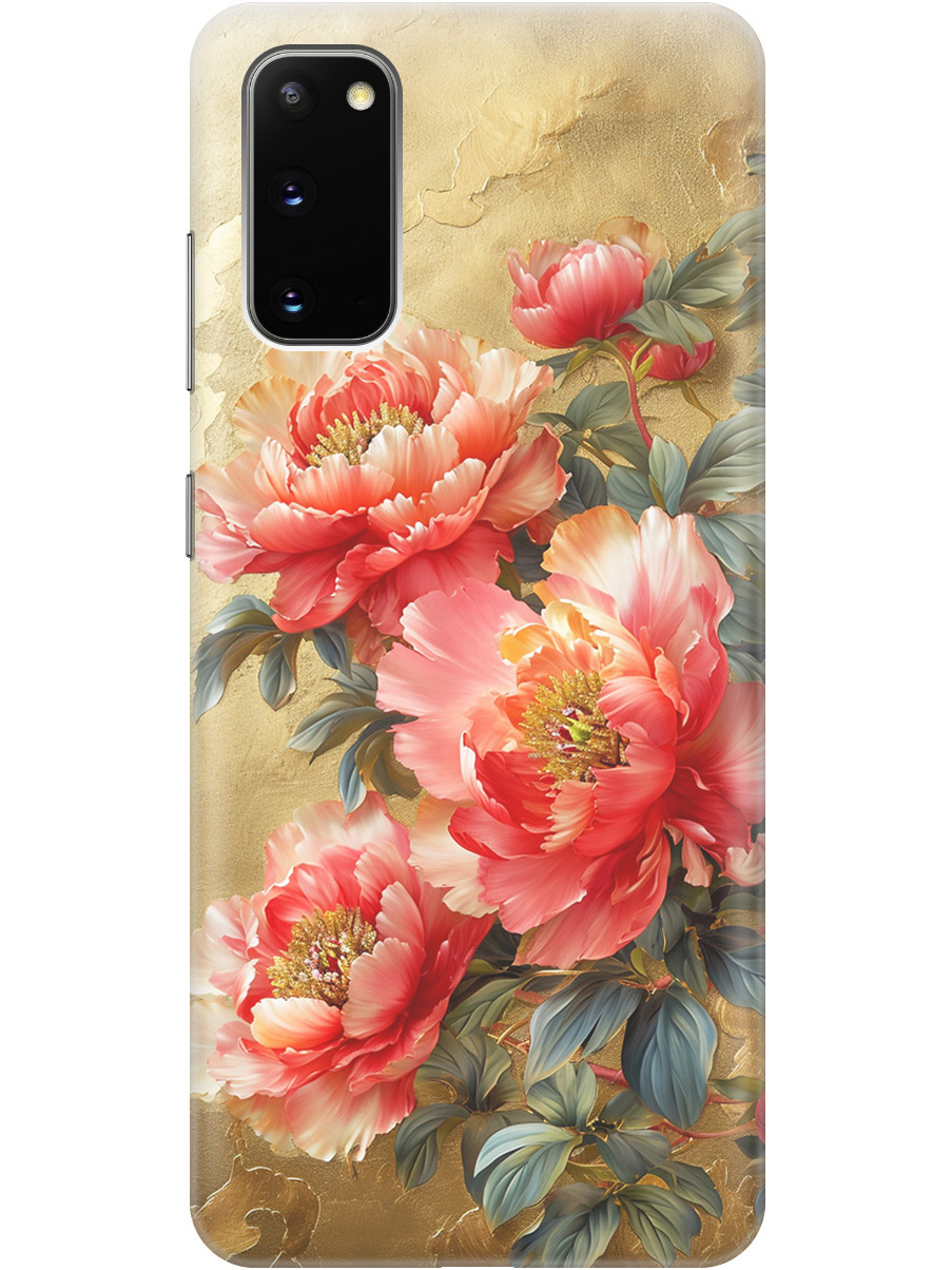 

Силиконовый чехол на Samsung Galaxy S20 с принтом "Винтажные пионы", Прозрачный;зеленый;золотистый;красный, 722629523