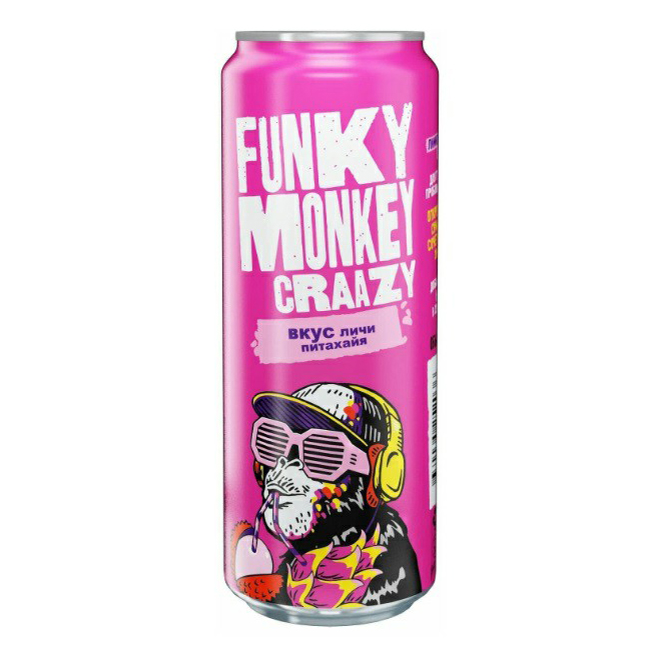 Газированный напиток Funky Monkey Crazy личи-питахайя 0,45 л